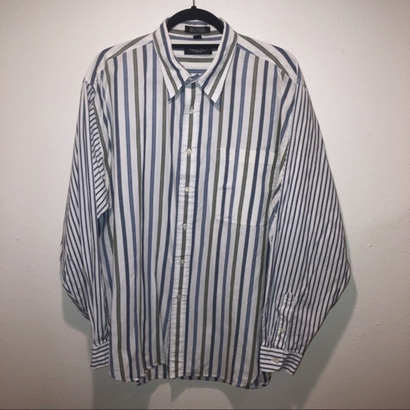 Dior Other - CHRISTIAN DIOR BLUE GREEN WHITE STRIPED BUTTON XL